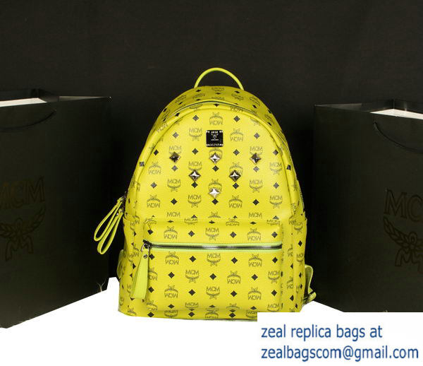 High Quality Replica MCM Stark Backpack Jumbo in Calf Leather 8006 Lemon